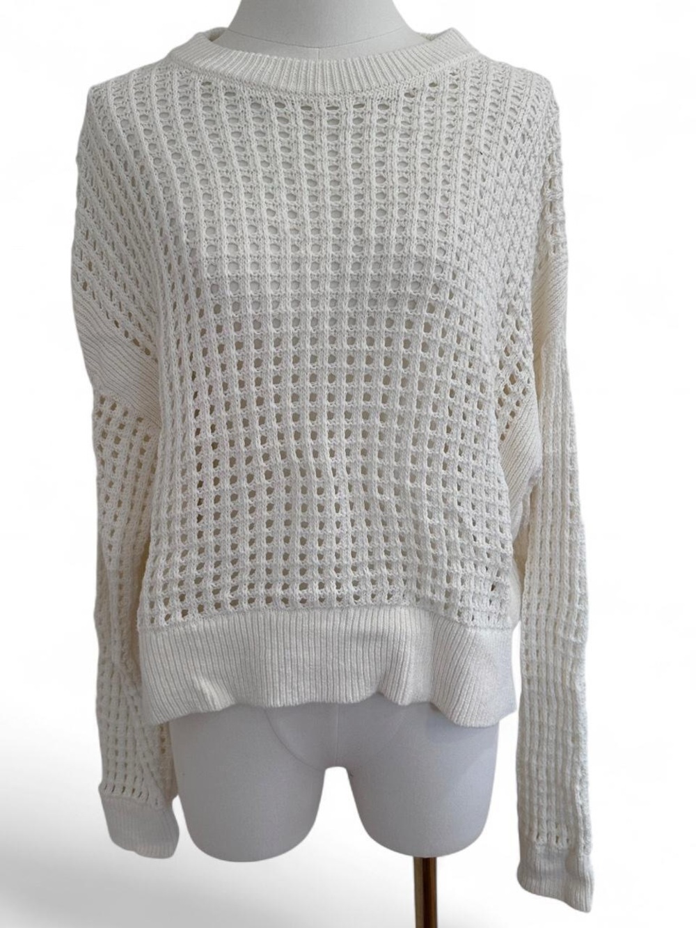 Old Navy 100% Cotton white Cream Open-Knit Pullover Sweater - Small